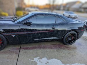 A view of a black car